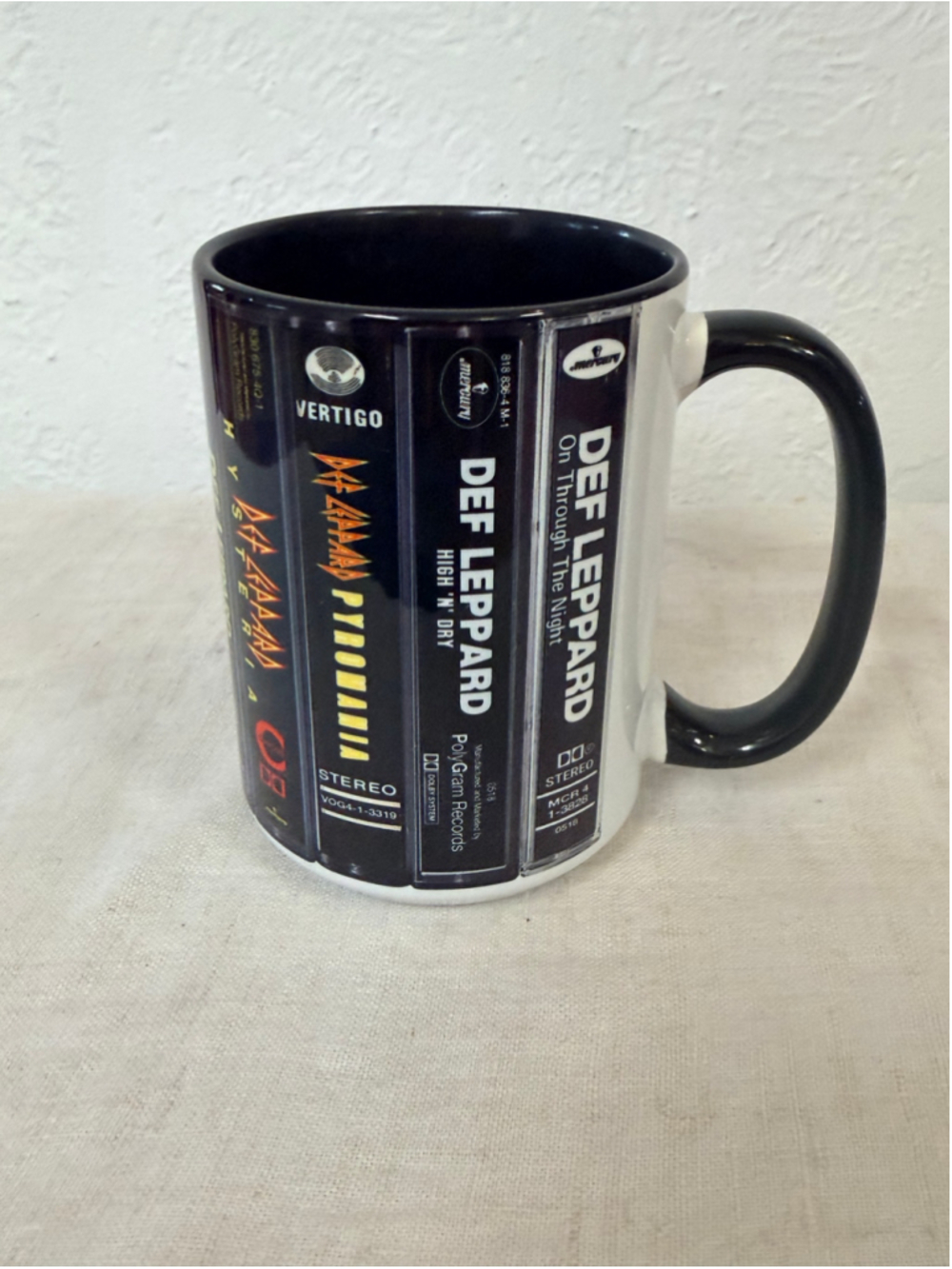 Def Leppard Cassette Tape Album Mug Hysteria Pyromania Rock Band Coffee Cup